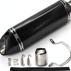 Motorcycle Slip On Muffler LEIMO KPARTS Hexagonal Carbon Fiber 365mm-0